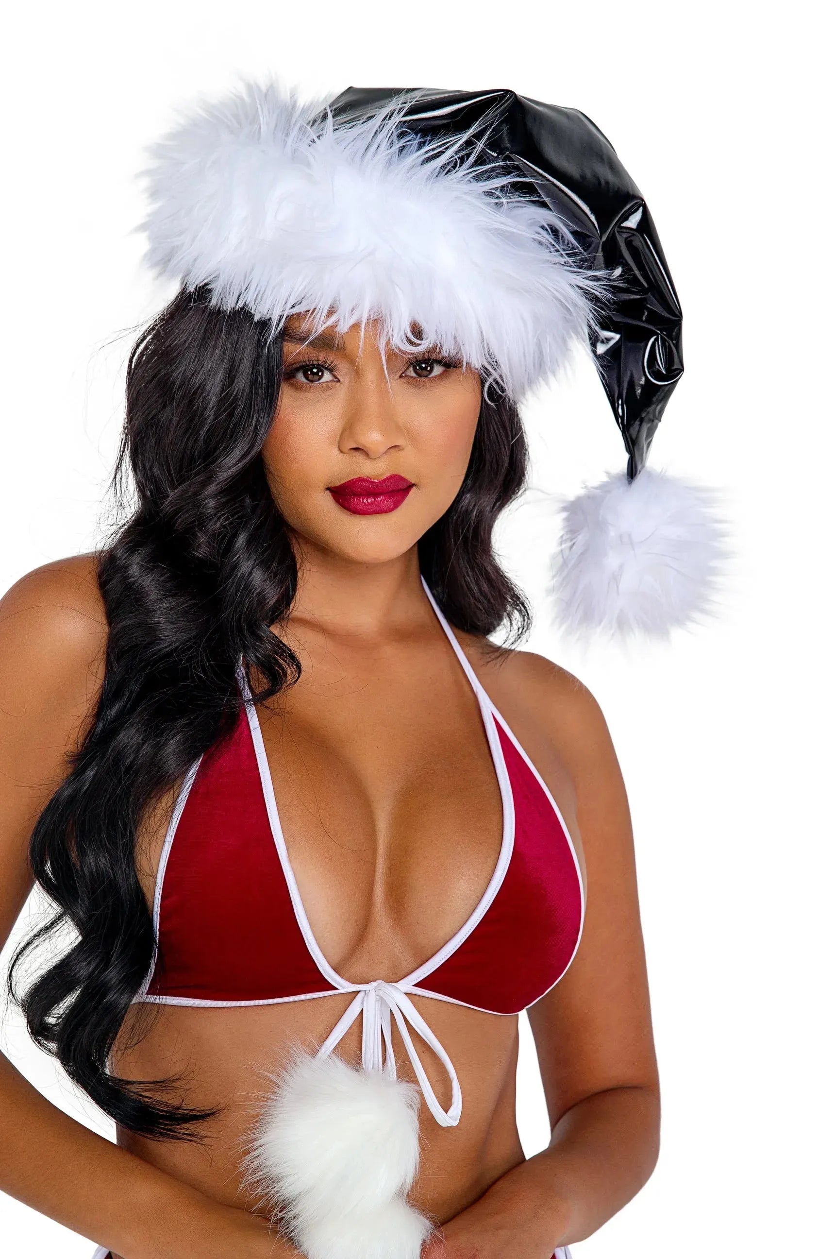 C201 - Vinyl & Faux Fur Santa Hat - Take A Peek