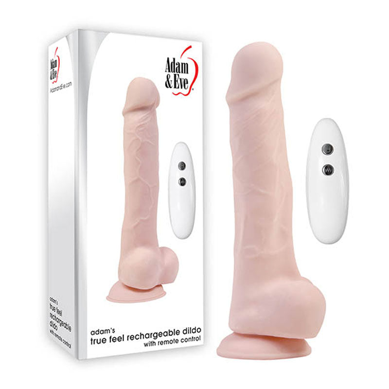 Adam & Eve Adam's True Feel Rechargeable Dildo - 17.8 cm (7'') USB Rechargeable Vibrating Dong - Take A Peek