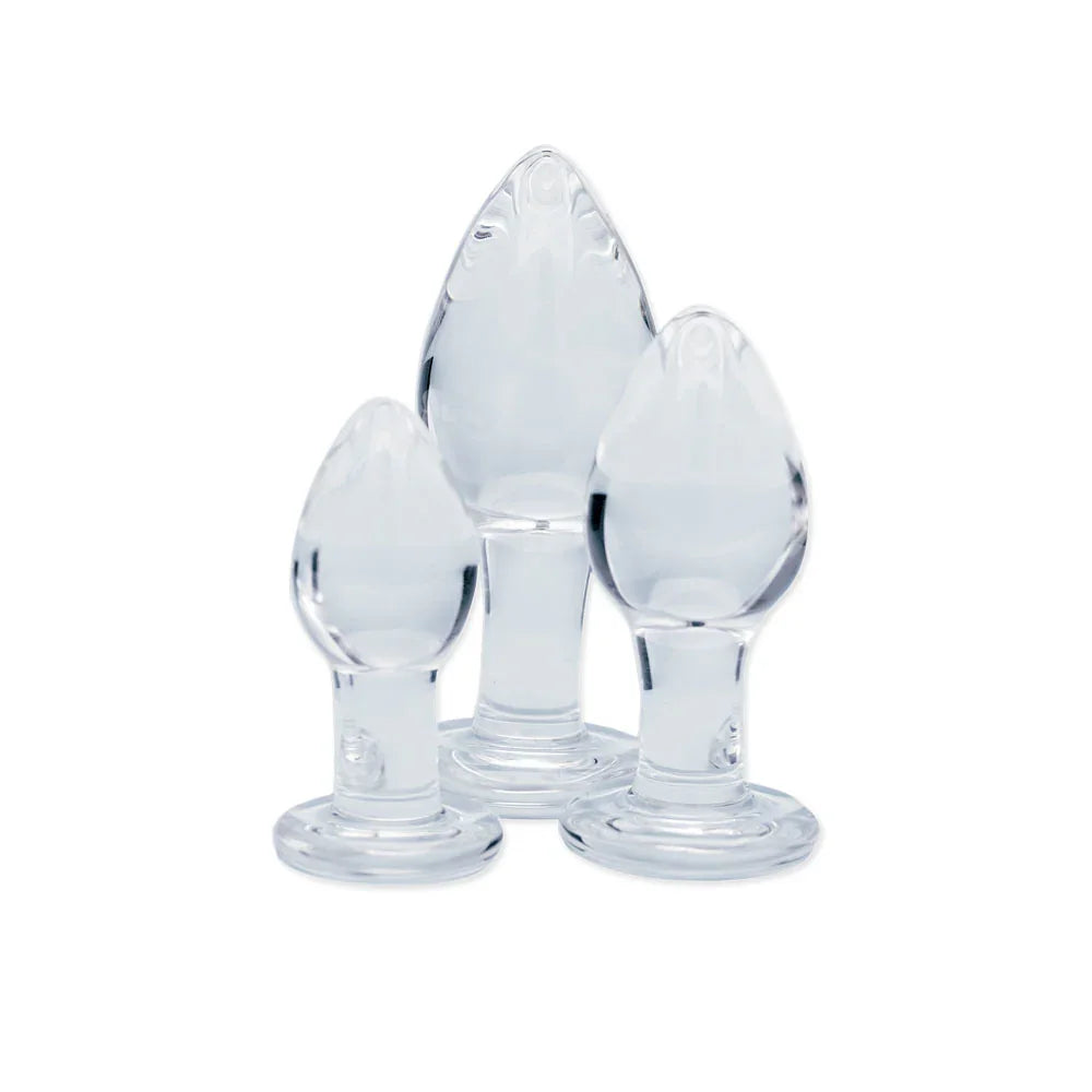 Clarity - Utopian Trinity - Glass Butt Plugs - Set of 3 Sizes - Take A Peek