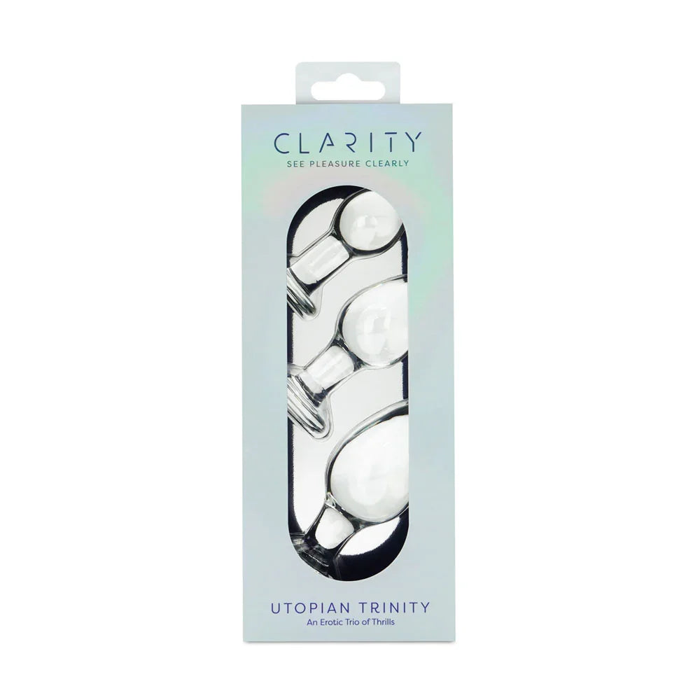 Clarity - Utopian Trinity - Glass Butt Plugs - Set of 3 Sizes - Take A Peek