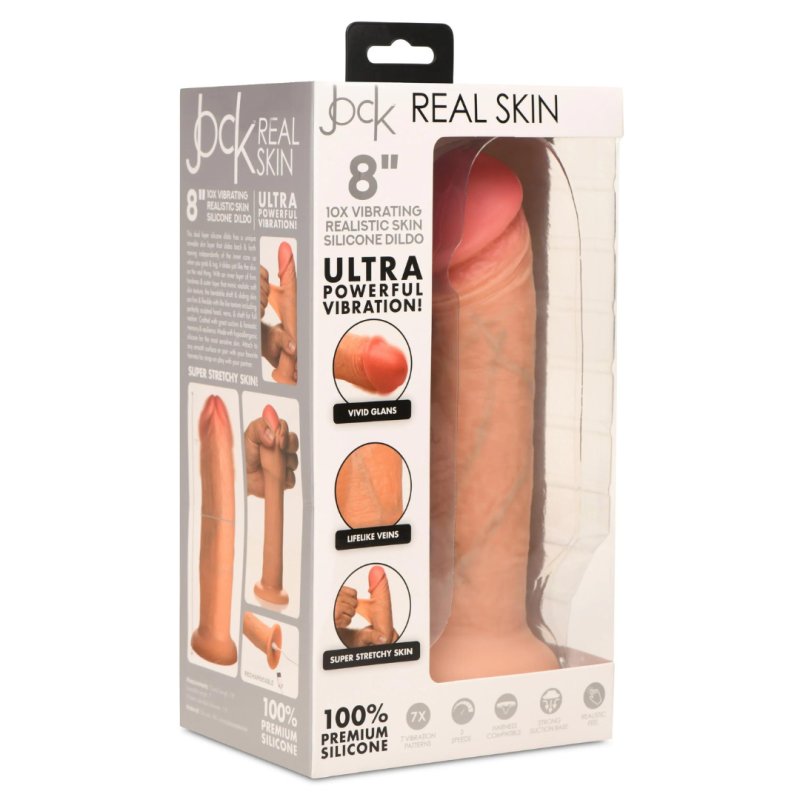 JOCK 8" Vibrating Realistic Skin Silicone Dildo-CN-09-0947-10