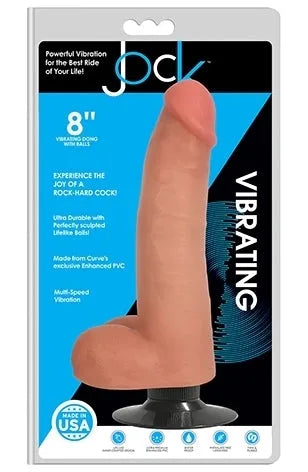 Jock 8" Vibrating Dong With Balls Vanilla - Take A Peek