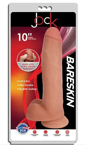 JOCK 10" Bareskin Dong with Balls Vanilla - Take A Peek