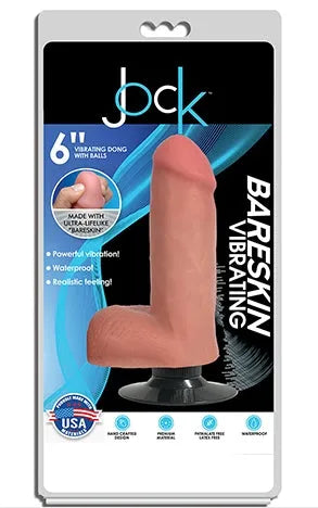 JOCK 6" Bareskin Vibrating Dong with Balls Vanilla - Take A Peek