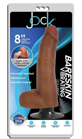 JOCK 8" Bareskin Vibrating Dong with Balls Latte - Take A Peek