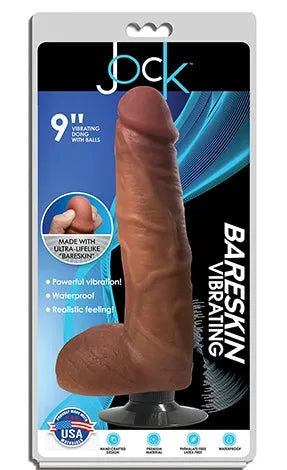 JOCK 9" Bareskin Vibrating Dong with Balls Latte - Take A Peek