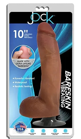 JOCK 10" Bareskin Vibrating Dong with Balls Latte - Take A Peek