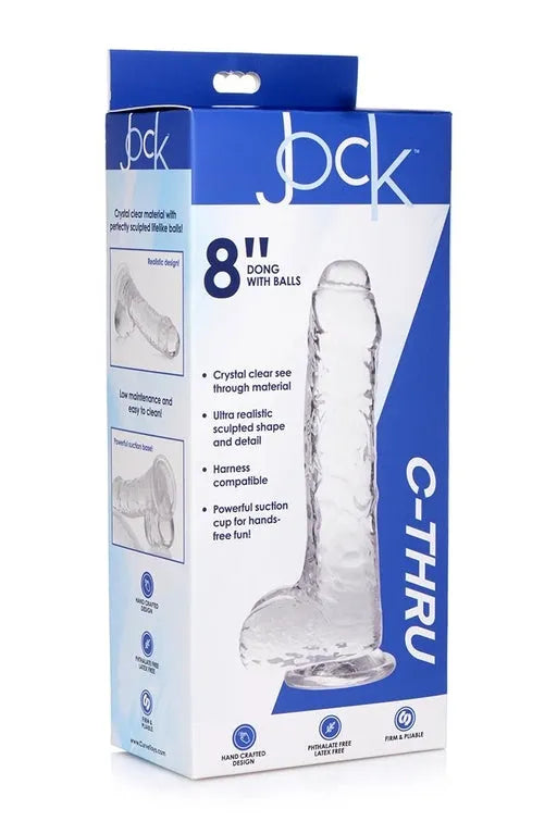 JOCK C-Thru 8" Clear with Balls - Take A Peek