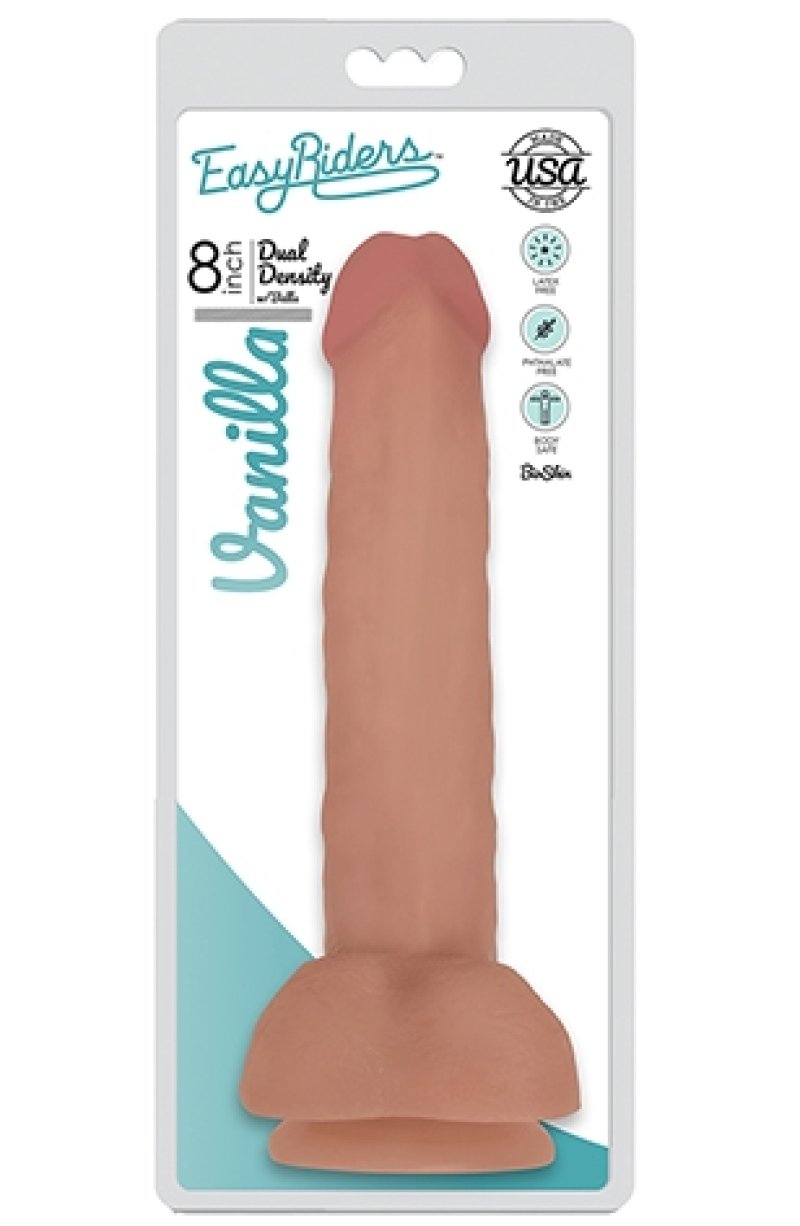 Easy Riders 8" Slim Bioskin Dong With Balls Vanilla-CN18091610