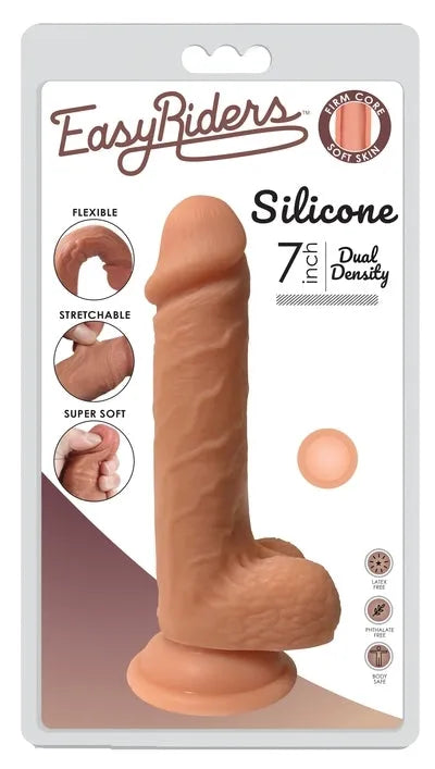 Easy Riders 7" DUAL DENSITY Silicone Dildo with Balls - Take A Peek