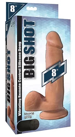 Big Shot 8" Vibrating Wireless Rechargeable Silicone Dildo w/Balls - Take A Peek