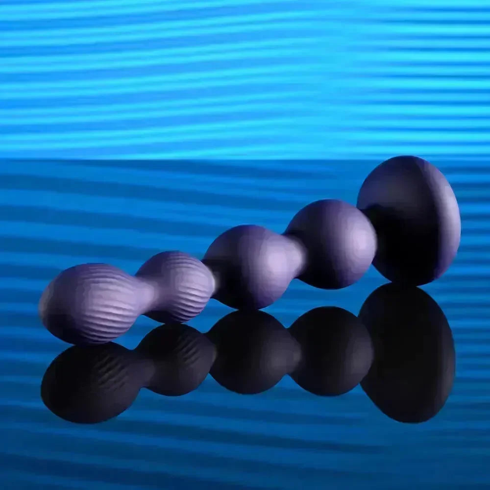 Evolved PLEASURE ORBIT - Navy 17.8 cm USB Rechargeable Twirling & Vibrating Anal Beads with Remote - Take A Peek