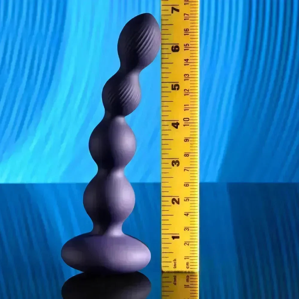 Evolved PLEASURE ORBIT - Navy 17.8 cm USB Rechargeable Twirling & Vibrating Anal Beads with Remote - Take A Peek
