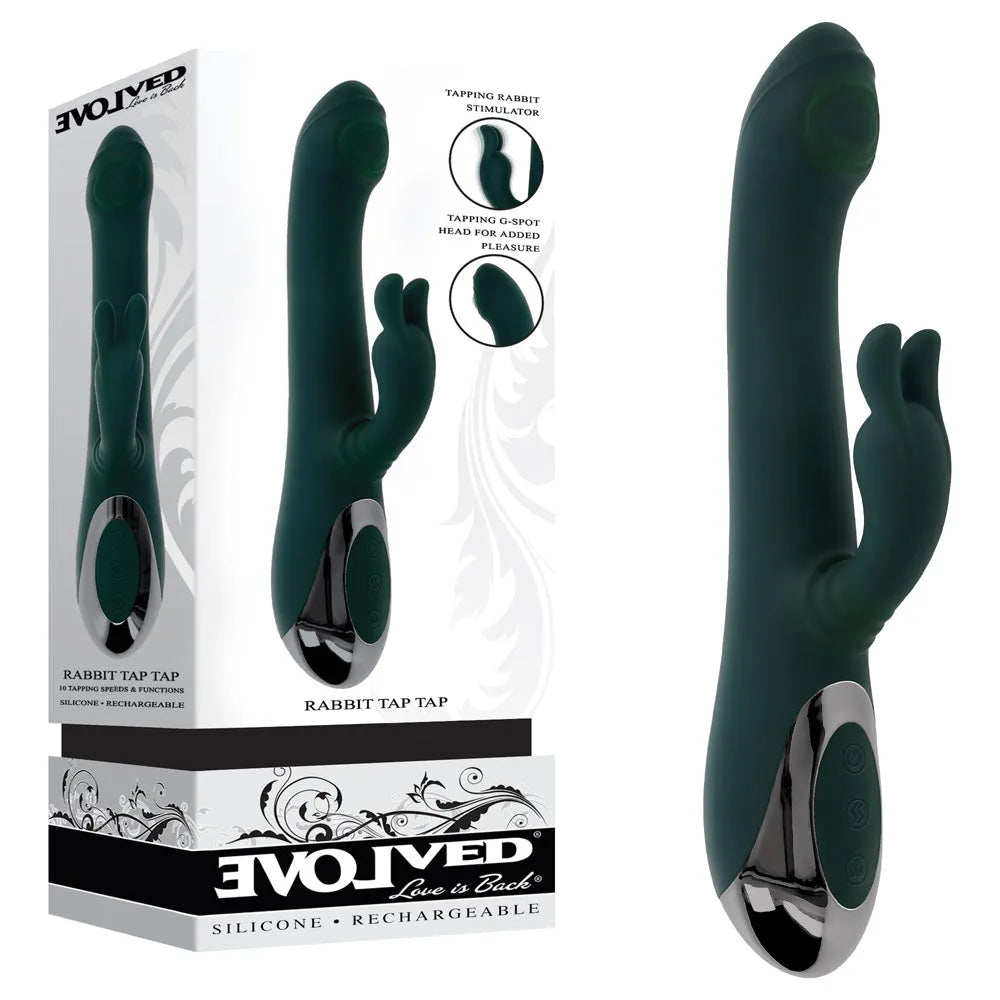 Evolved RABBIT TAP TAP - 25 cm USB Rechargeable Rabbit Vibrator with Tapping Tip - Take A Peek