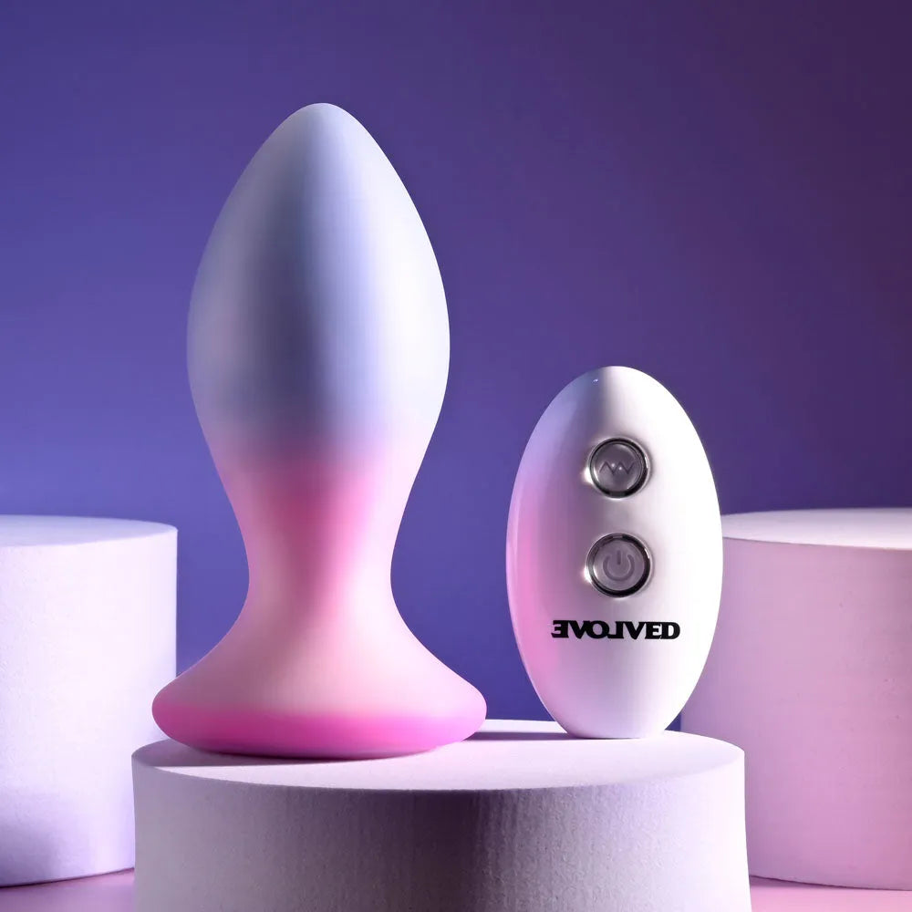 Evolved PARADISE PLUG - Pink/Purple 10.5 cm USB Rechargeable Vibrating Butt Plug with Wireless Remote - Take A Peek