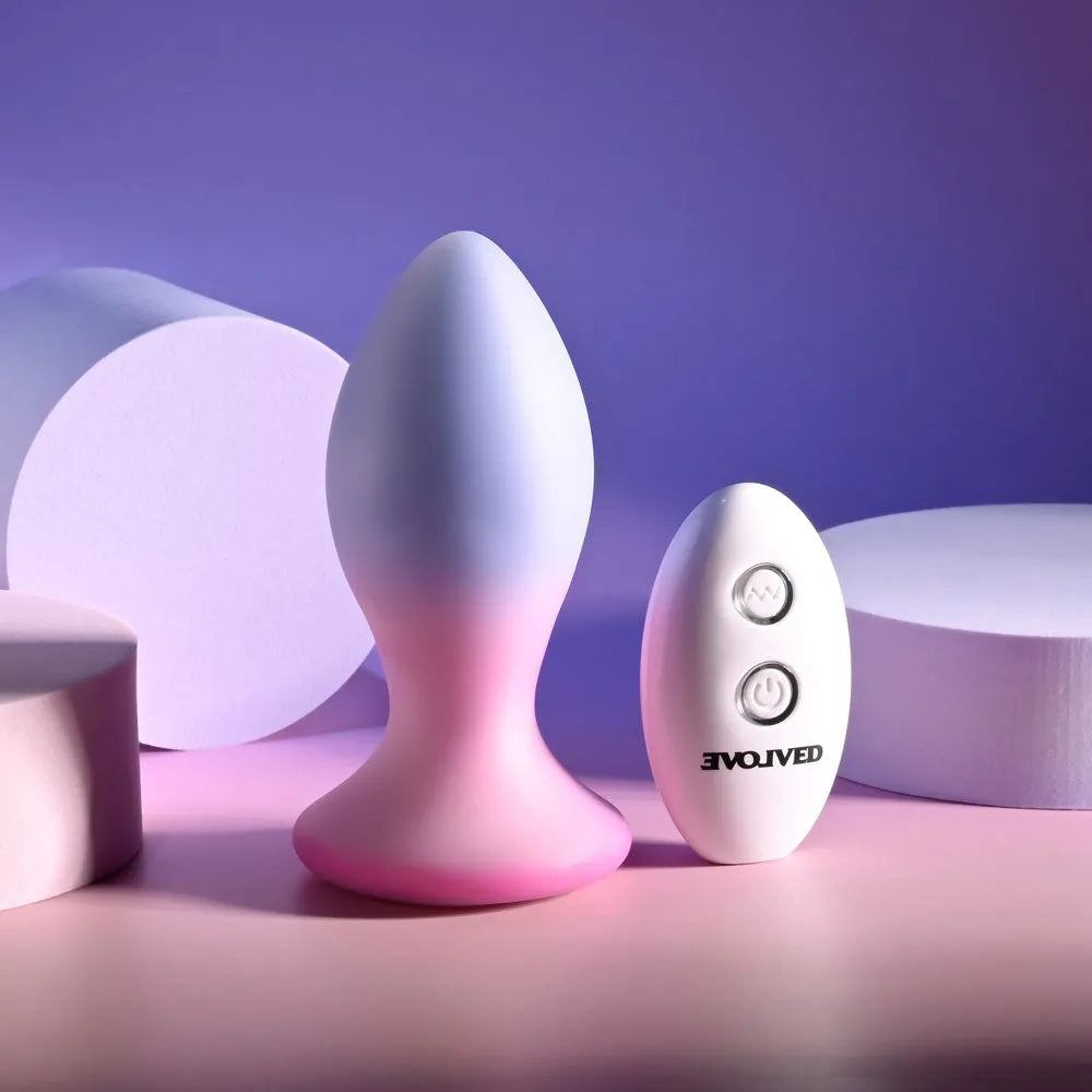 Evolved PARADISE PLUG - Pink/Purple 10.5 cm USB Rechargeable Vibrating Butt Plug with Wireless Remote - Take A Peek