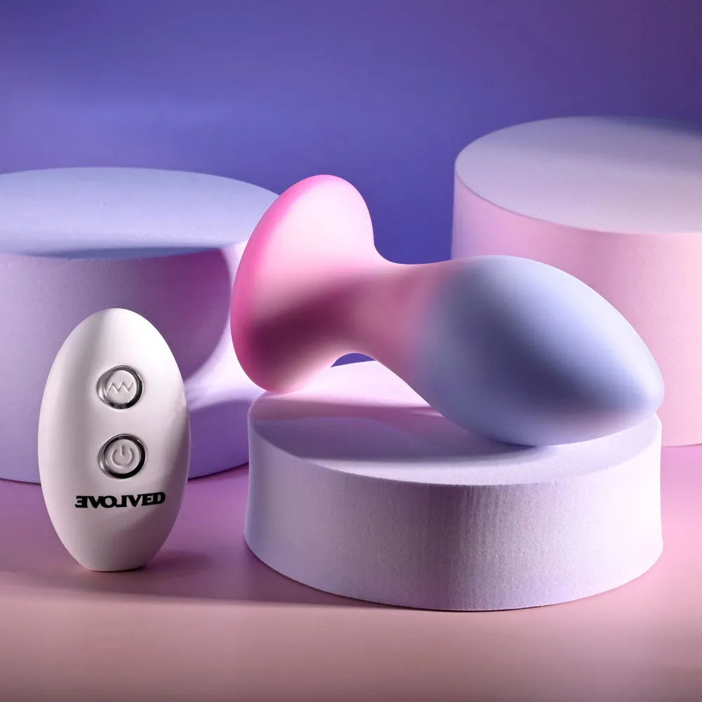 Evolved PARADISE PLUG - Pink/Purple 10.5 cm USB Rechargeable Vibrating Butt Plug with Wireless Remote - Take A Peek