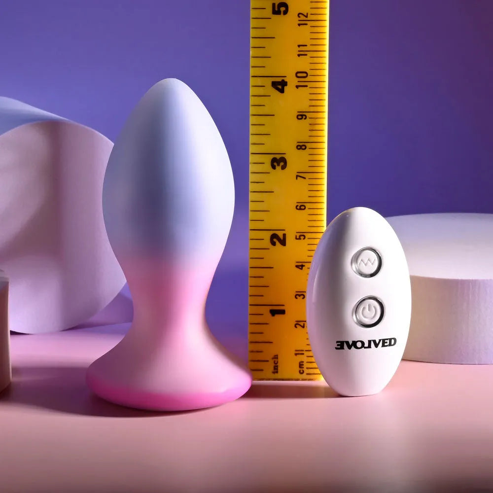 Evolved PARADISE PLUG - Pink/Purple 10.5 cm USB Rechargeable Vibrating Butt Plug with Wireless Remote - Take A Peek