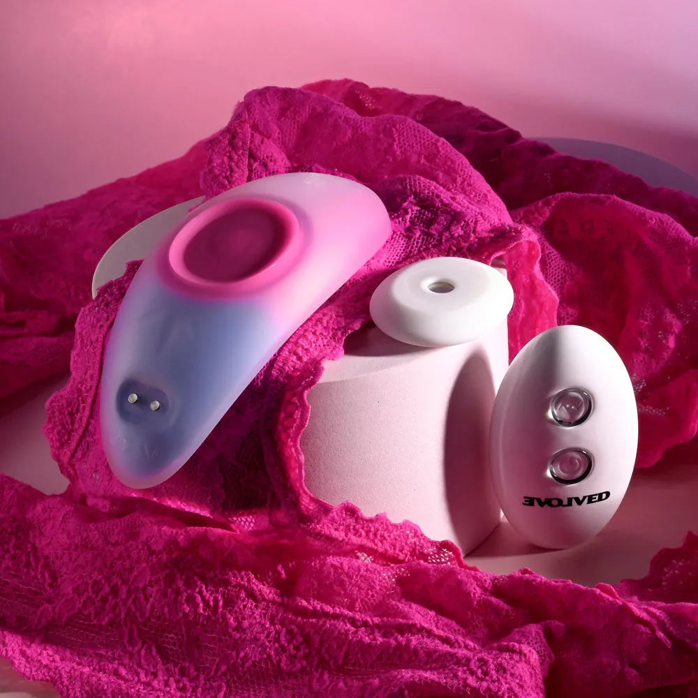 Evolved PARADISE PANTY - Pink/Purple USB Rechargeable Panty Vibrator with Remote Control - Take A Peek