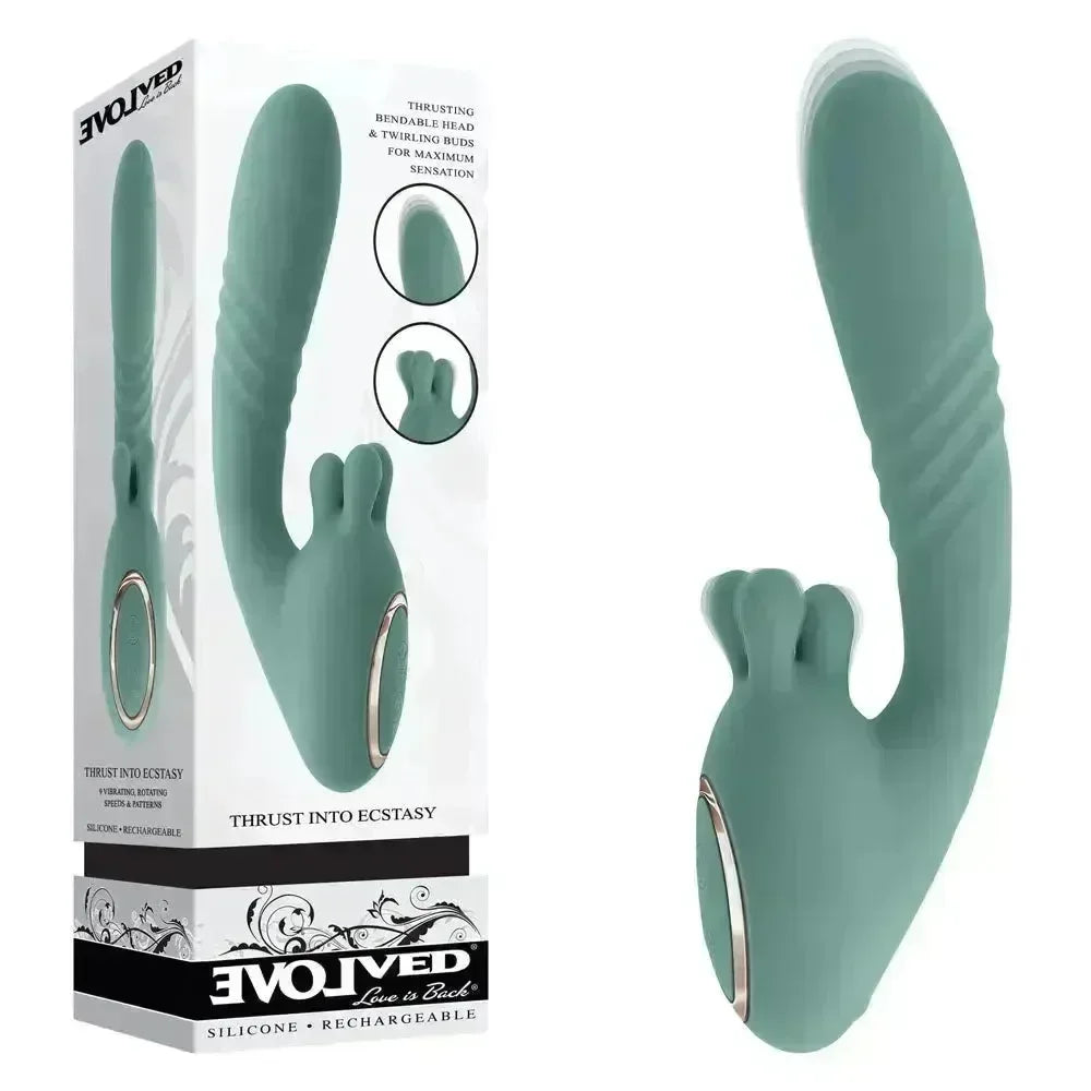 Evolved THRUST INTO ECSTASY - 21 cm USB Rechargeable Thrusting & Rotating Vibrator - Take A Peek