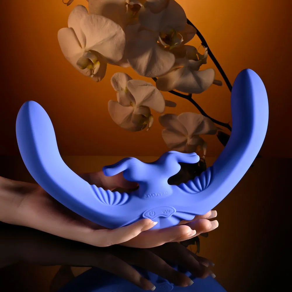 Evolved LOVEBIRDS - 20.8 cm USB Rechargeable Double-Ended Rabbit Vibrator with Remote - Take A Peek