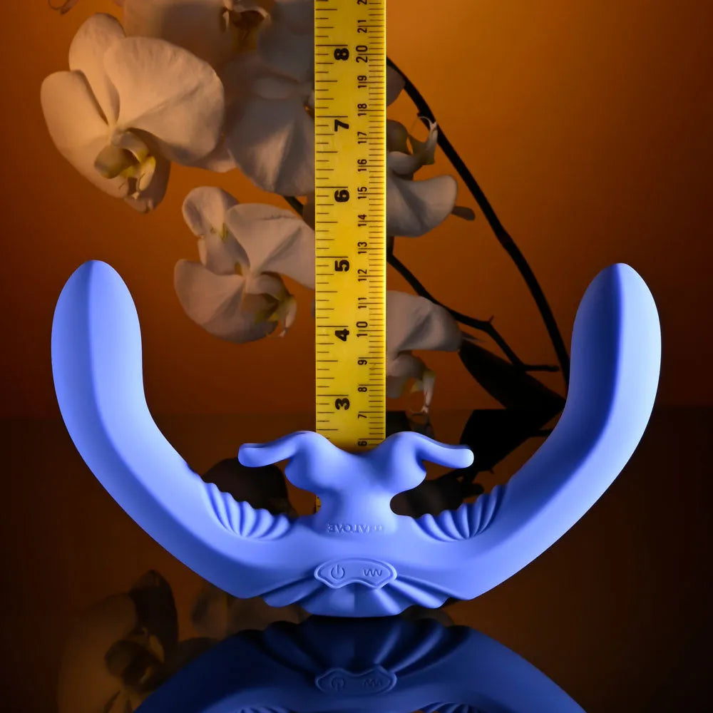 Evolved LOVEBIRDS - 20.8 cm USB Rechargeable Double-Ended Rabbit Vibrator with Remote - Take A Peek
