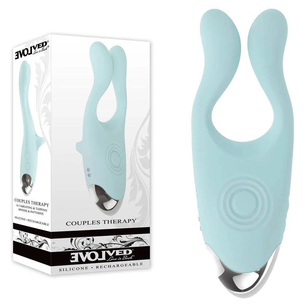 Evolved COUPLES THERAPY - Teal USB Rechargeable Couples Stimulator - Take A Peek