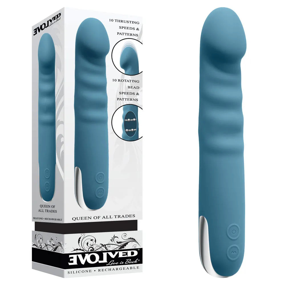 Evolved QUEEN OF ALL TRADES - 22.6 cm USB Rechargeable Thrusting & Rotating Vibrator - Take A Peek
