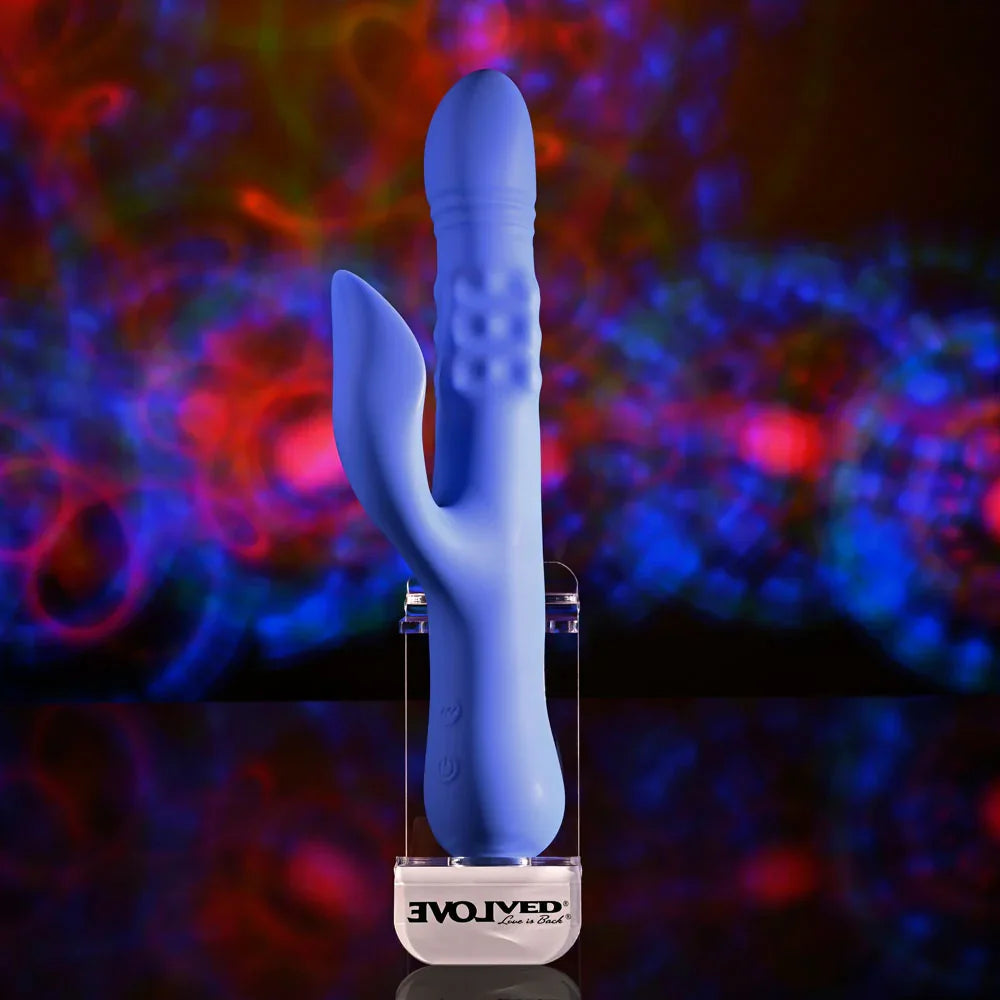 Evolved POP GOES THE O - 24.7 cm USB Rechargeable Thrusting & Bulging Rabbit Vibrator - Take A Peek
