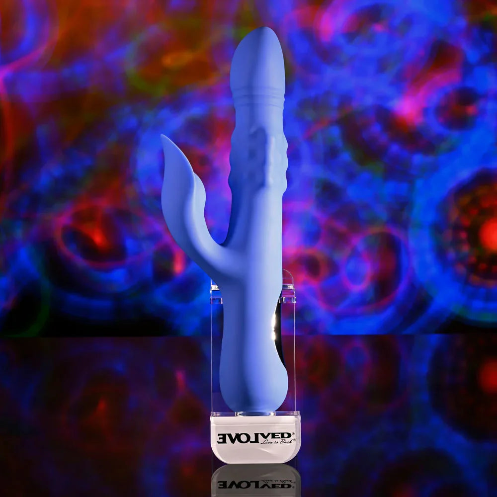 Evolved POP GOES THE O - 24.7 cm USB Rechargeable Thrusting & Bulging Rabbit Vibrator - Take A Peek