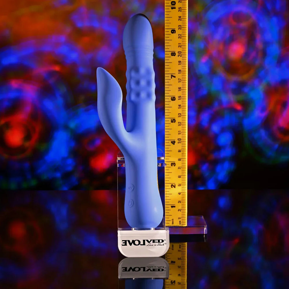 Evolved POP GOES THE O - 24.7 cm USB Rechargeable Thrusting & Bulging Rabbit Vibrator - Take A Peek