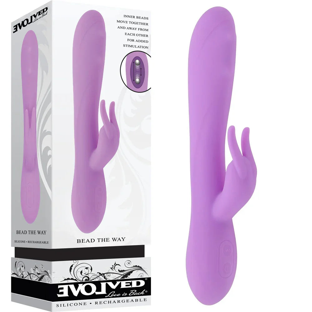 Evolved BEAD THE WAY - 23.2 cm USB Rechargeable Rabbit Vibrator - Take A Peek
