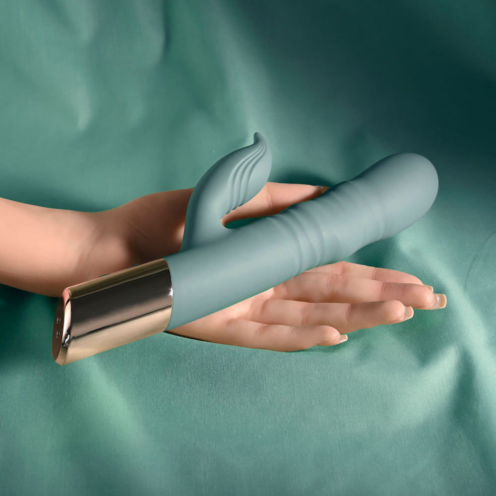 Evolved THE SHIMMY - USB Rechargeable Thrusting Rabbit Vibrator - Take A Peek