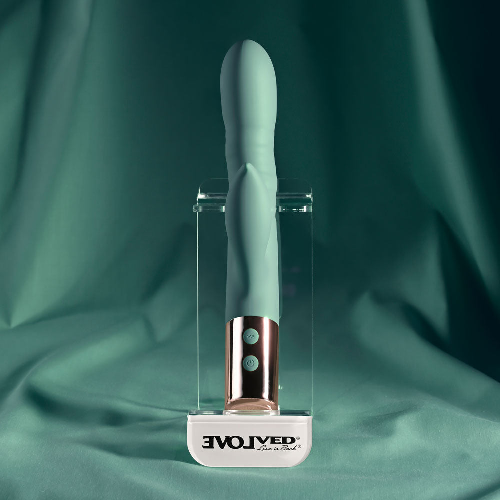 Evolved THE SHIMMY - USB Rechargeable Thrusting Rabbit Vibrator - Take A Peek