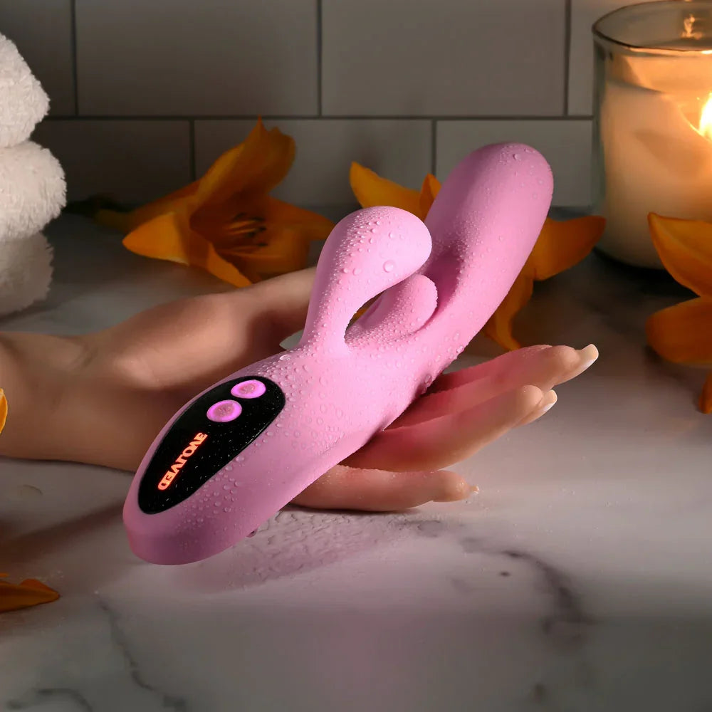 Evolved PUSH THE BUTTON - 23.5 cm USB Rechargeable Rabbit Vibrator with G-Spot Bud - Take A Peek