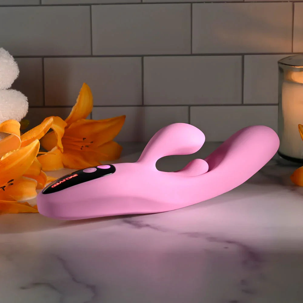 Evolved PUSH THE BUTTON - 23.5 cm USB Rechargeable Rabbit Vibrator with G-Spot Bud - Take A Peek