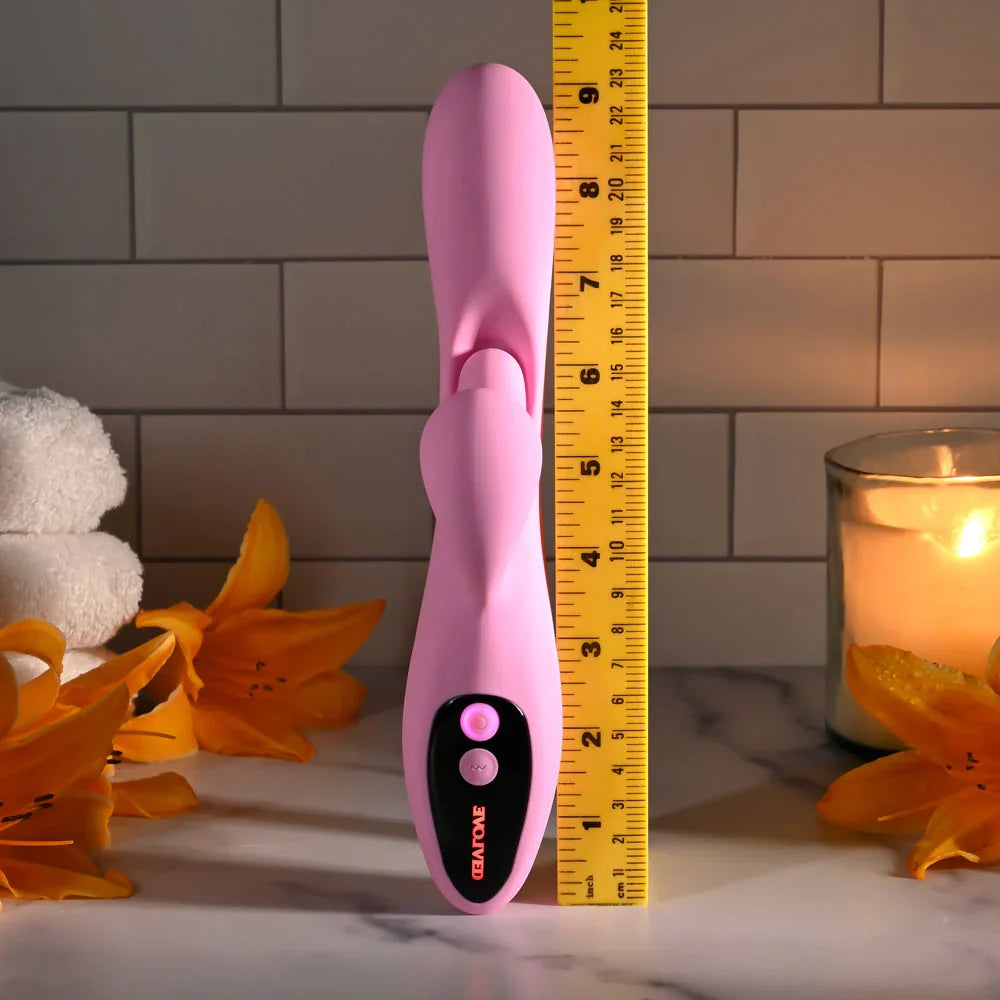 Evolved PUSH THE BUTTON - 23.5 cm USB Rechargeable Rabbit Vibrator with G-Spot Bud - Take A Peek