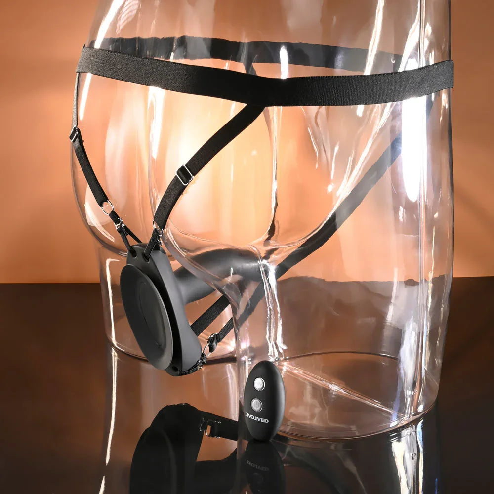 Evolved COME CLOSER - USB Rechargeable Vibrating Strap-On with Remote - Take A Peek