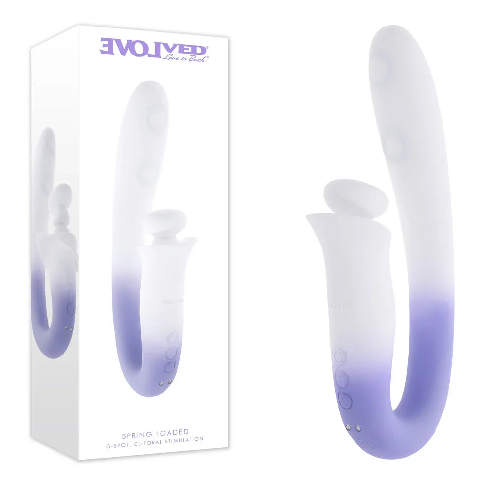 Evolved SPRING LOADED - /Purple 23 cm USB Rechargeable Multi-Tapping Vibrator - Take A Peek