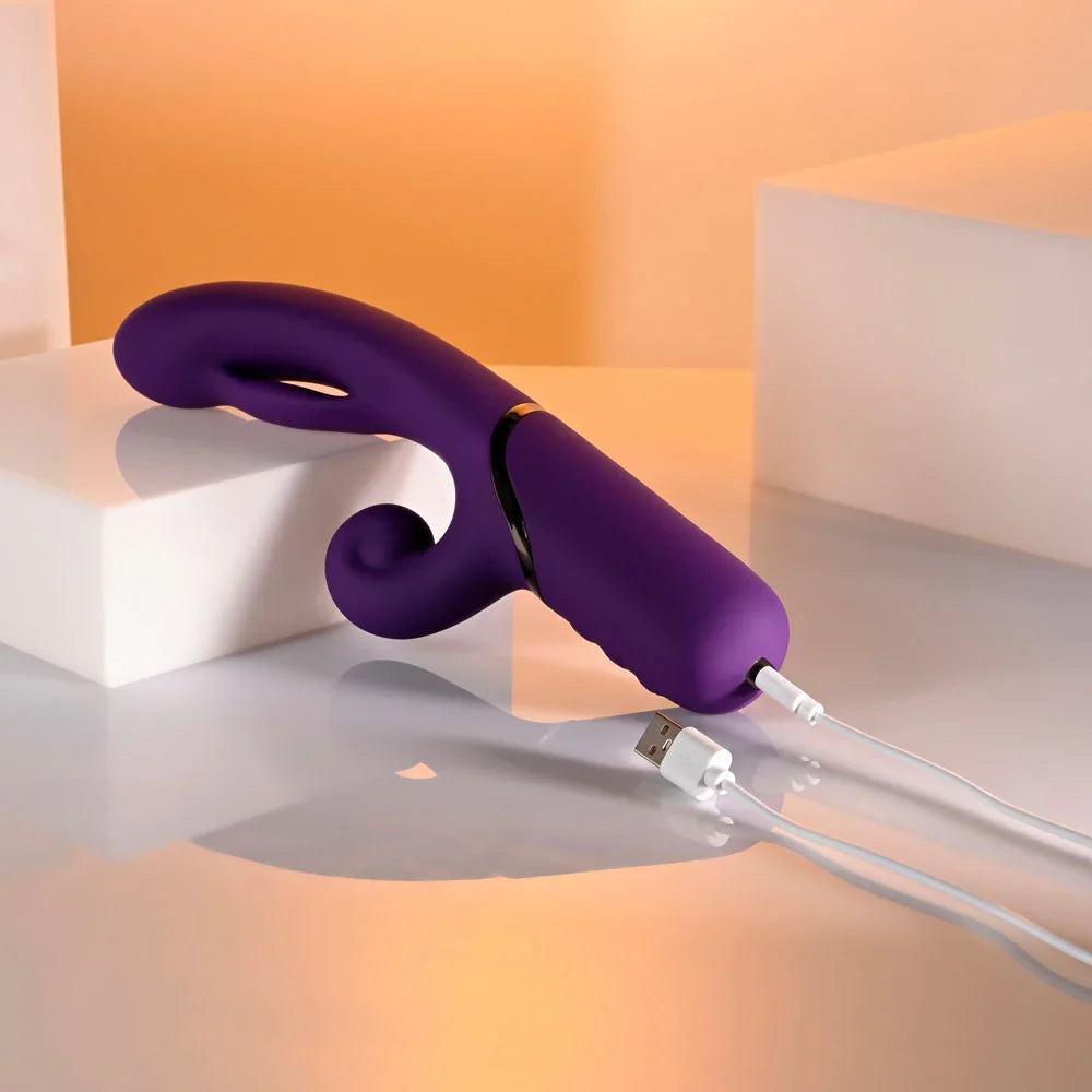 Evolved PLEASURE PUFF - 24.1 cm USB Rechargeable Inflatable Rabbit Vibrator - Take A Peek