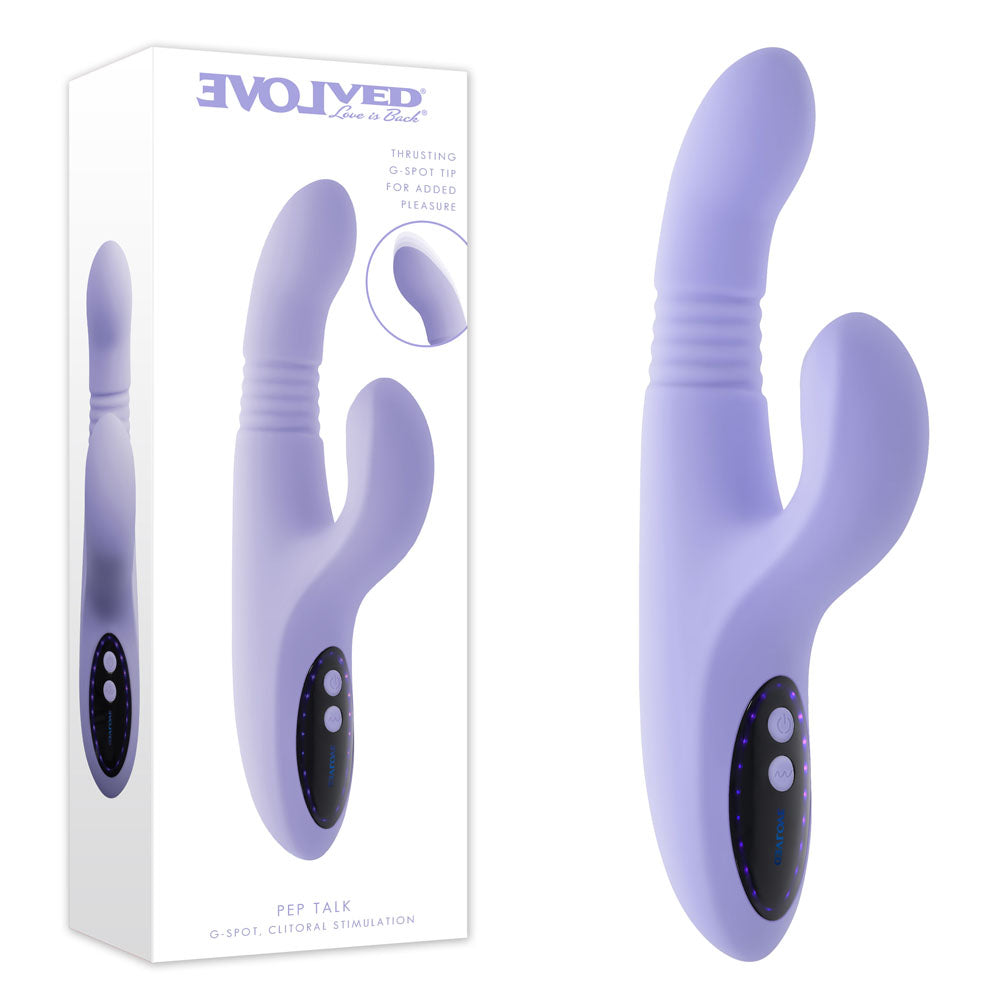 Evolved PEP TALK - 23.3 cm USB Rechargeable Thrusting Vibrator with Tapping Clitoral Stimulator - Take A Peek
