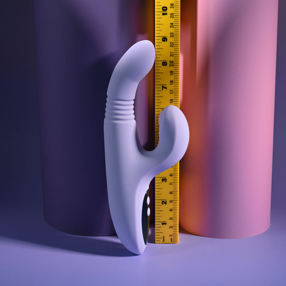 Evolved PEP TALK - 23.3 cm USB Rechargeable Thrusting Vibrator with Tapping Clitoral Stimulator - Take A Peek