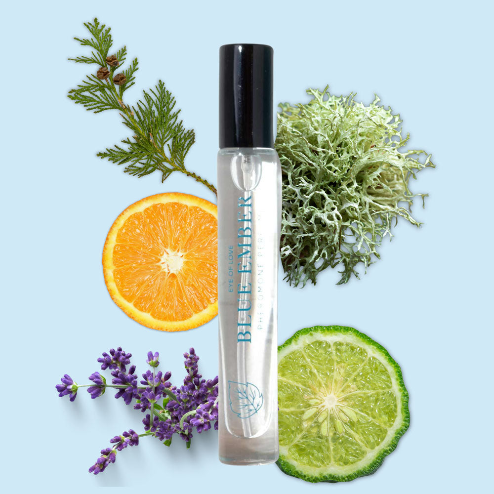 Eye Of Love Love In Bloom Blue Ember Pheromone Cologne - 10ml - Citrus & Cedar Scented Pheromone Cologne for Men to attract Women - 10 ml Spray - Take A Peek