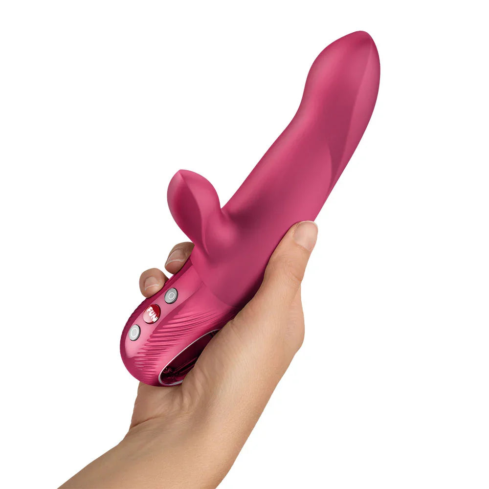 Fun Factory BI STRONIC ARC Raspberry - Raspberry 21.6 cm USB-C Rechargeable Thrusting Vibrator - Take A Peek