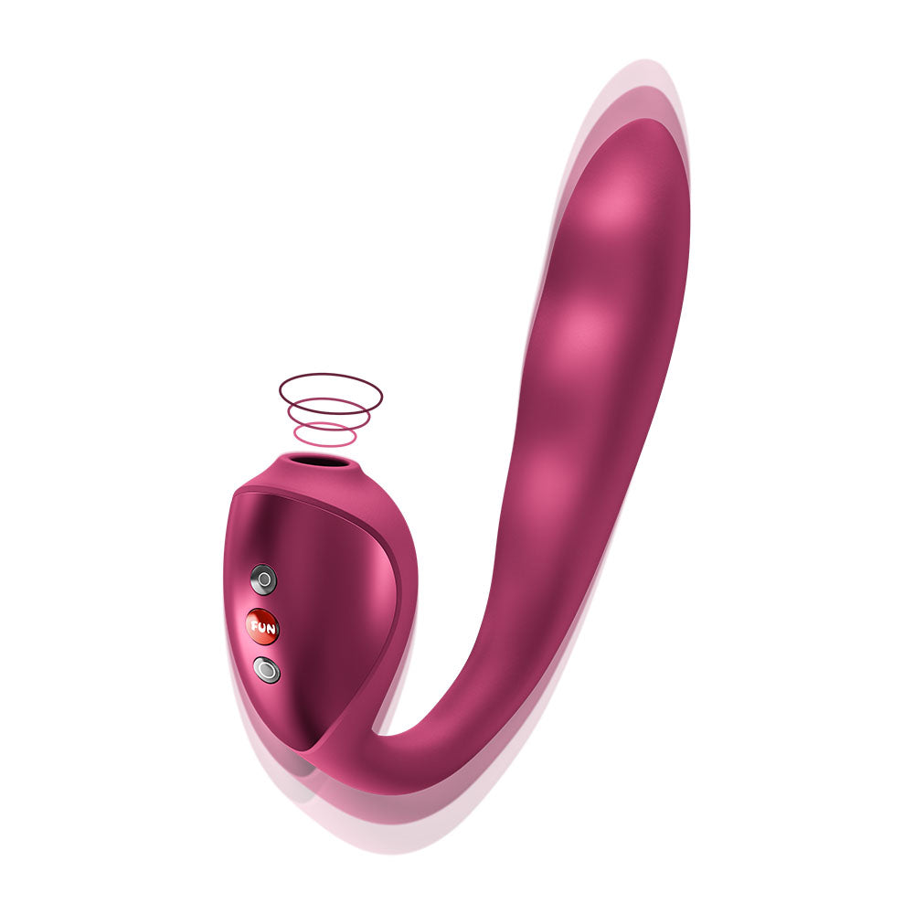 Fun Factory STRONIC PULSE ALLEGRO - Wine USB-C Rechargeable Thrusting Vibrator with Air Pulse Stimulator - Take A Peek