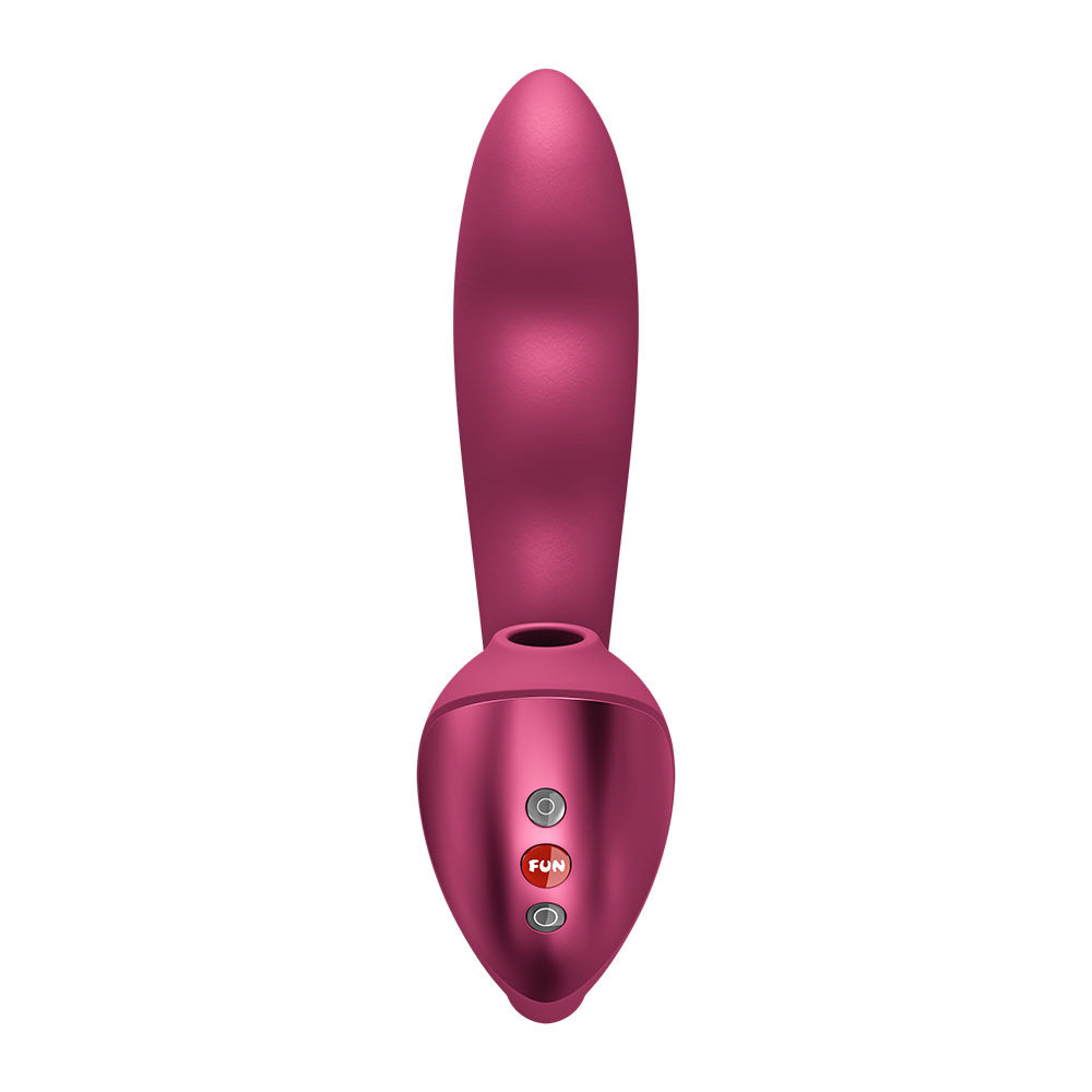 Fun Factory STRONIC PULSE ALLEGRO - Wine USB-C Rechargeable Thrusting Vibrator with Air Pulse Stimulator - Take A Peek
