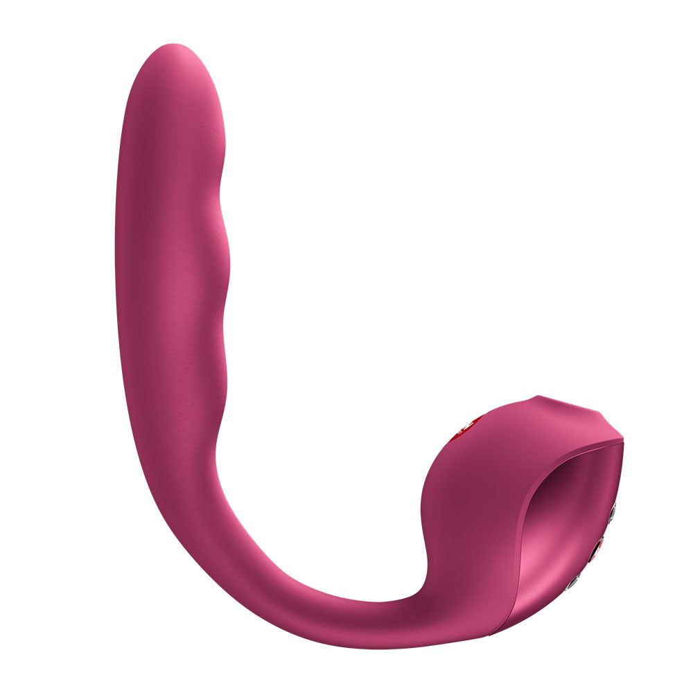 Fun Factory STRONIC PULSE ALLEGRO - Wine USB-C Rechargeable Thrusting Vibrator with Air Pulse Stimulator - Take A Peek
