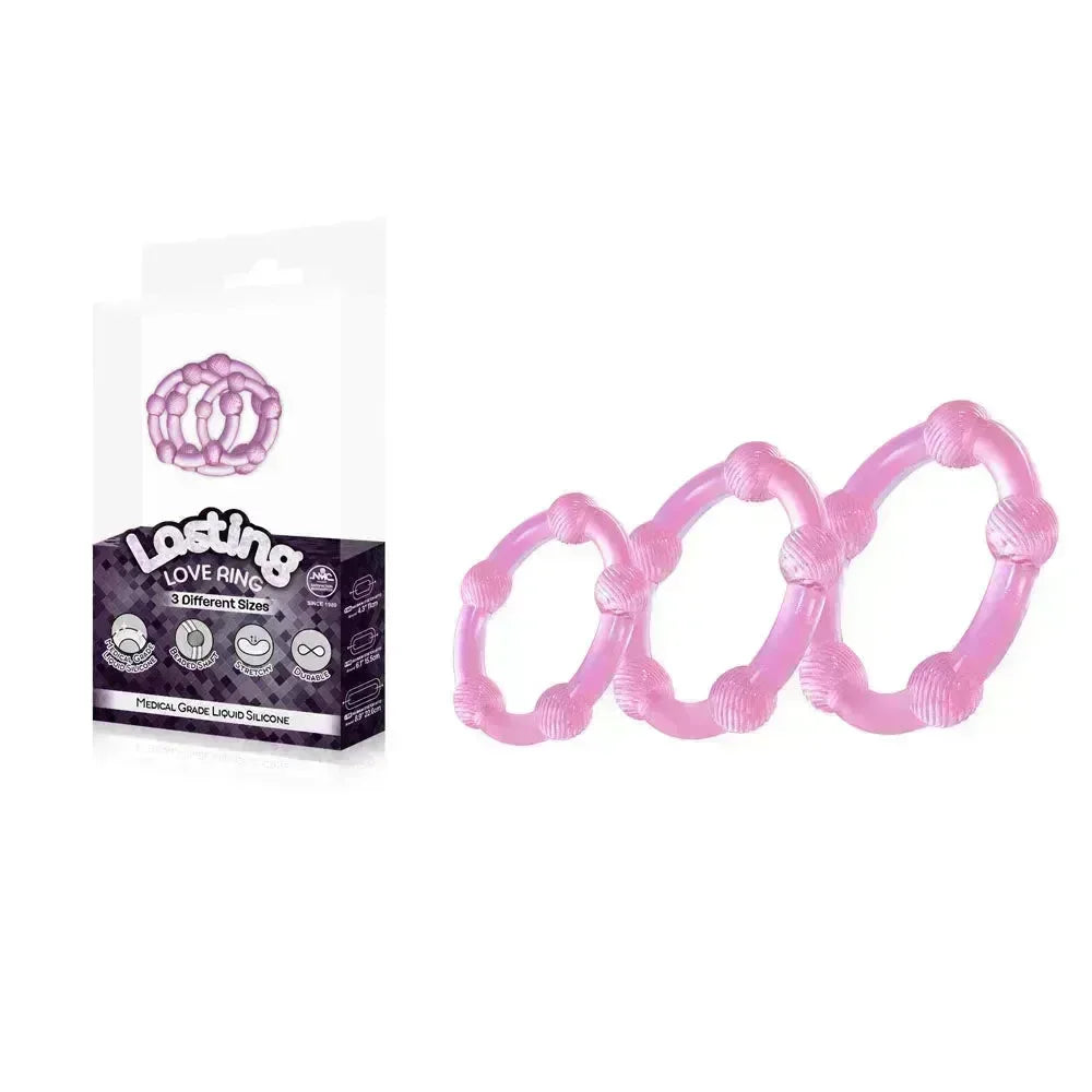 Lasting Love Ring 3 Piece Set - - Beaded Cock Rings - Set of 3 Sizes - Take A Peek