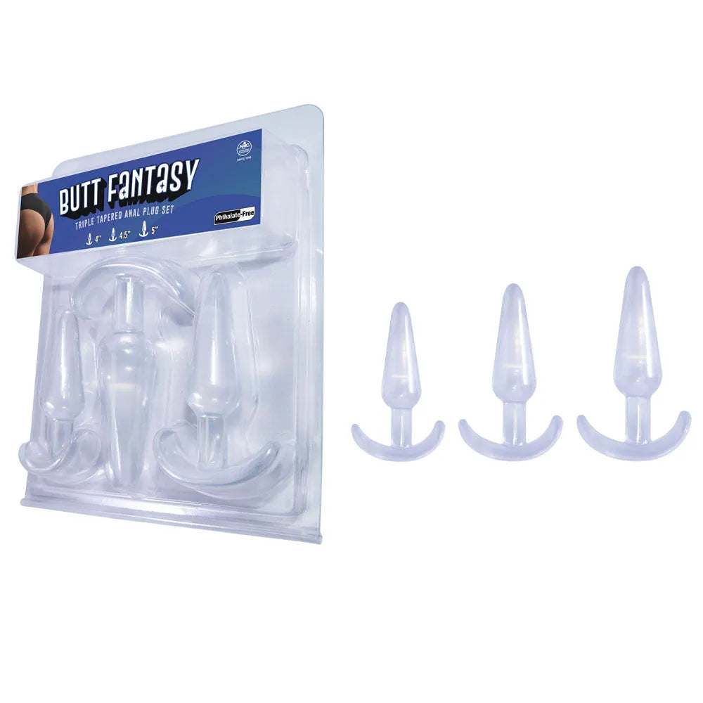 Butt Fantasy Triple Tapered Anal Plug Set - - Beginners Butt Plugs - Set of 3 Sizes - Take A Peek