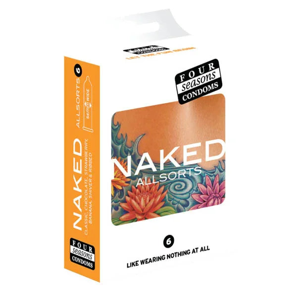 Four Seasons Naked Allsorts - Ultra Thin Lubed Condoms in 6 Styles - 6 Pack - Take A Peek
